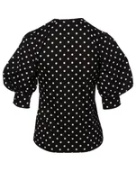 Puff-Sleeve T-Shirt Polka Dot Print