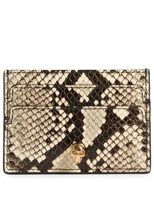 Leather Card Holder In Snake Print