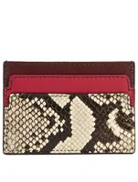 Leather Card Holder In Snake Print