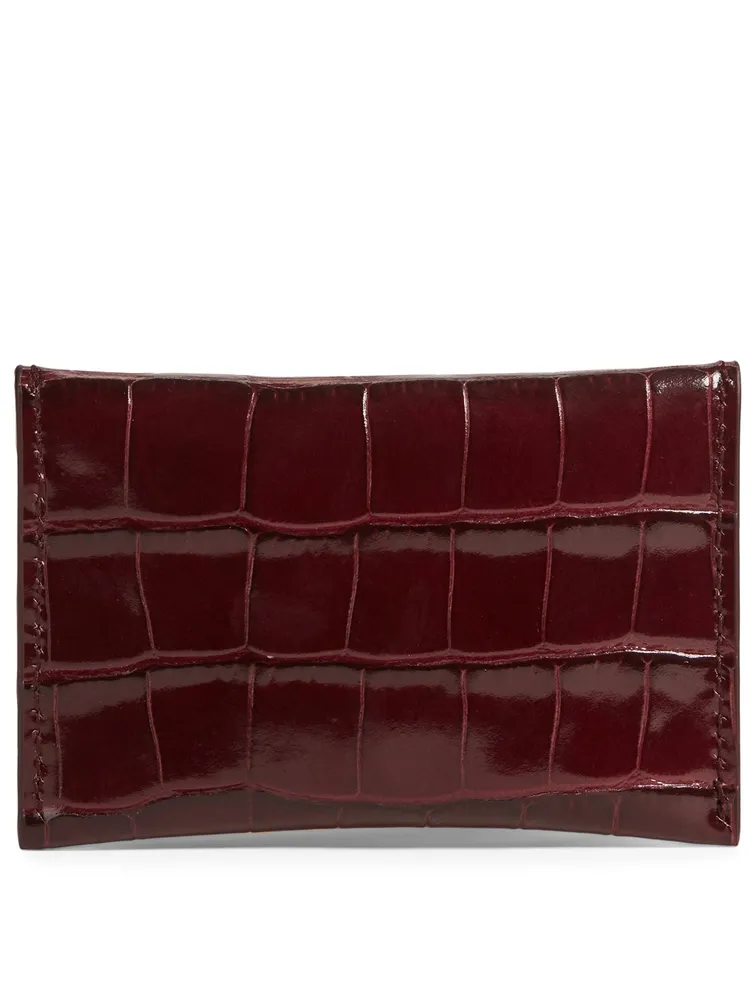 Croc-Embossed Leather Envelope Card Holder