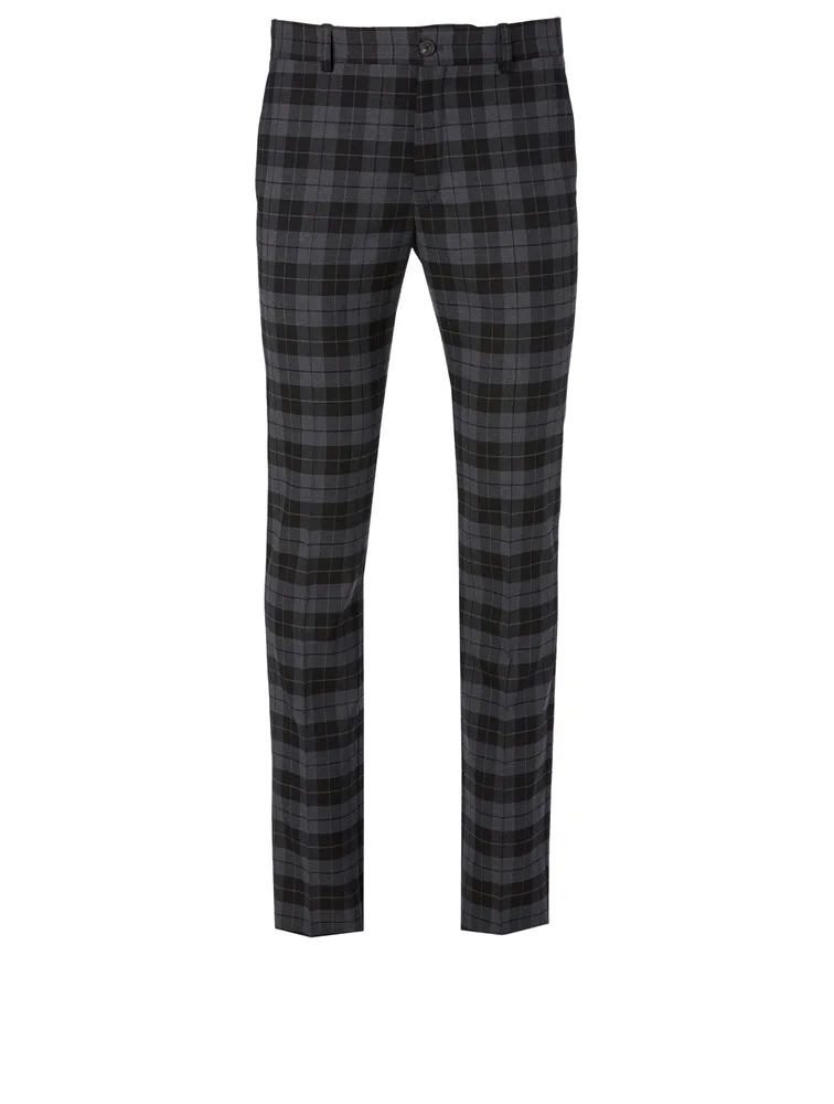 Wool-Blend Pants Check Print