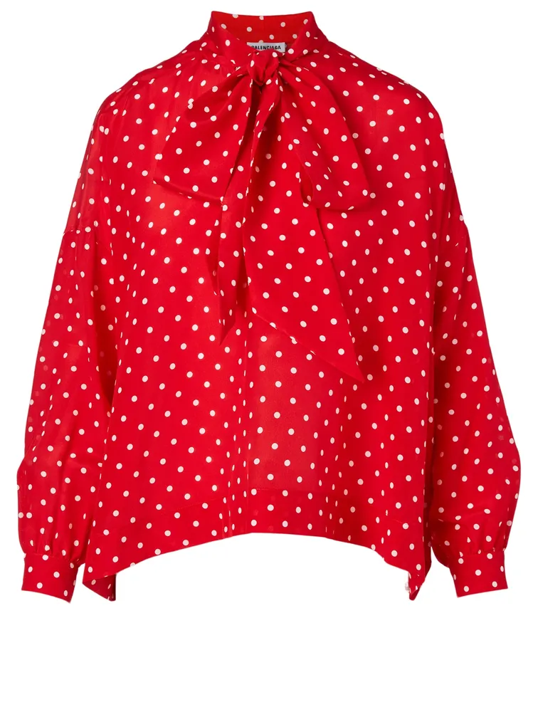 Silk Blouse Polka Dot Print