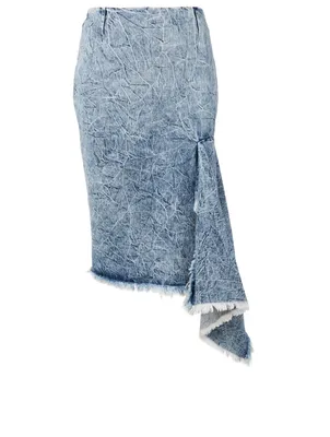 Cotton Midi Skirt Crinkle Print
