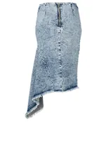 Cotton Midi Skirt Crinkle Print
