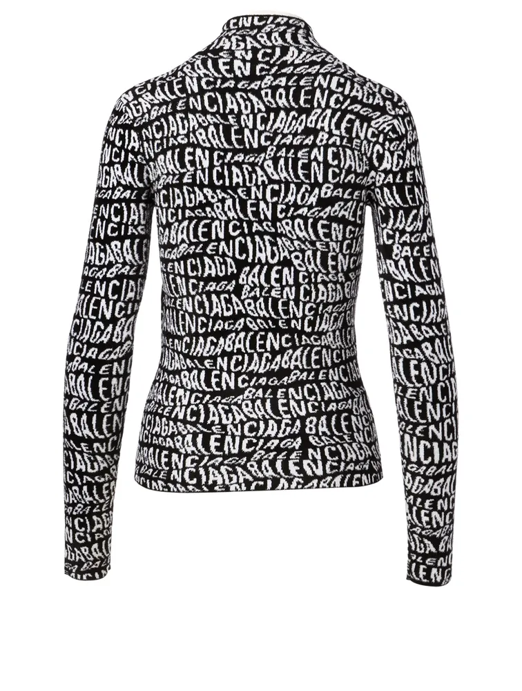 Long-Sleeve Turtleneck Sweater Logo Print