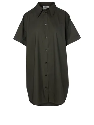 Cotton Short-Sleeve Shirt Dress