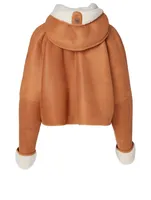 Shearling Leather Jacket With Hood
