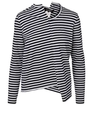 Asymmetric Long-Sleeve T-Shirt With Stripes