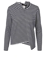 Asymmetric Long-Sleeve T-Shirt With Stripes