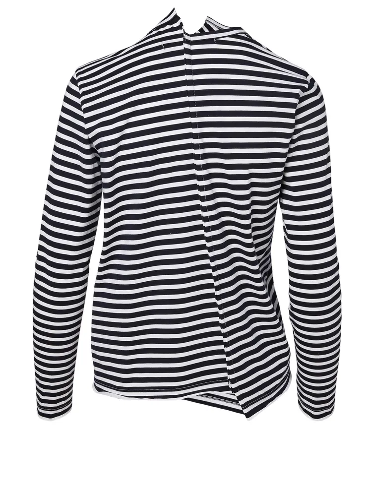 Asymmetric Long-Sleeve T-Shirt With Stripes