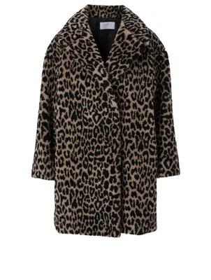 Wool-Blend Coat Leopard Print