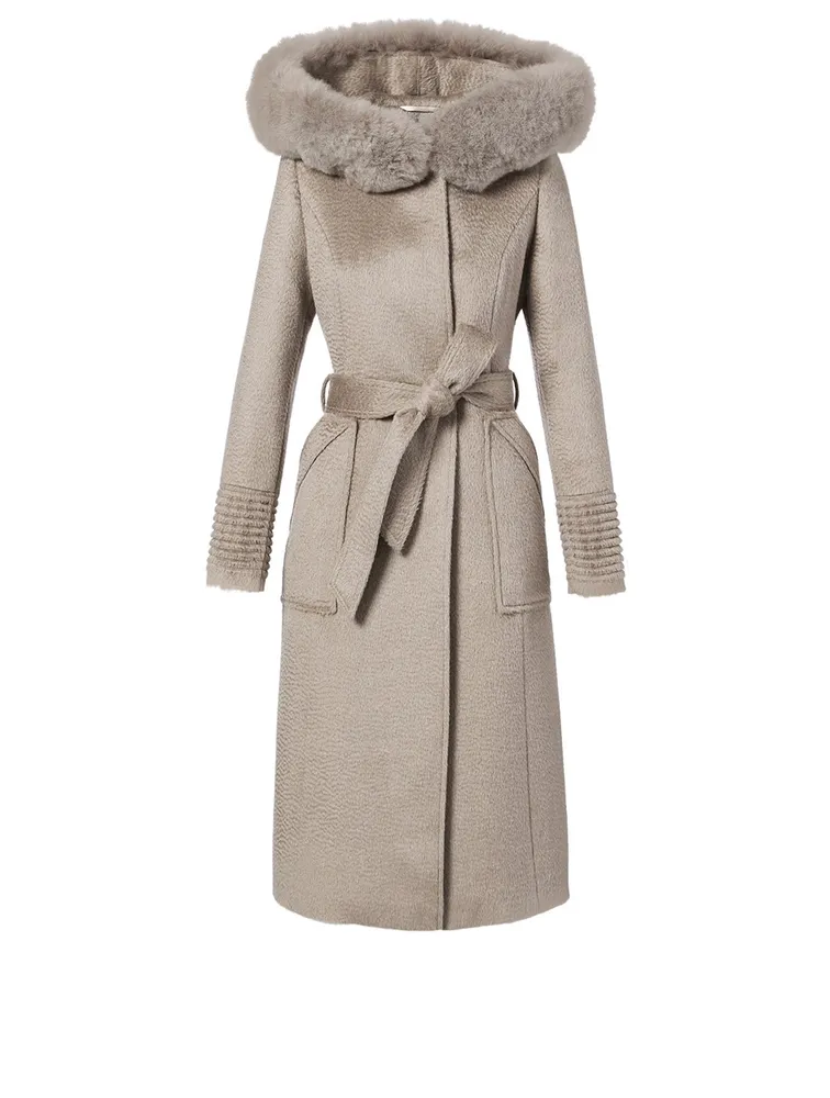 Alpaca Long Coat with Fur Hood