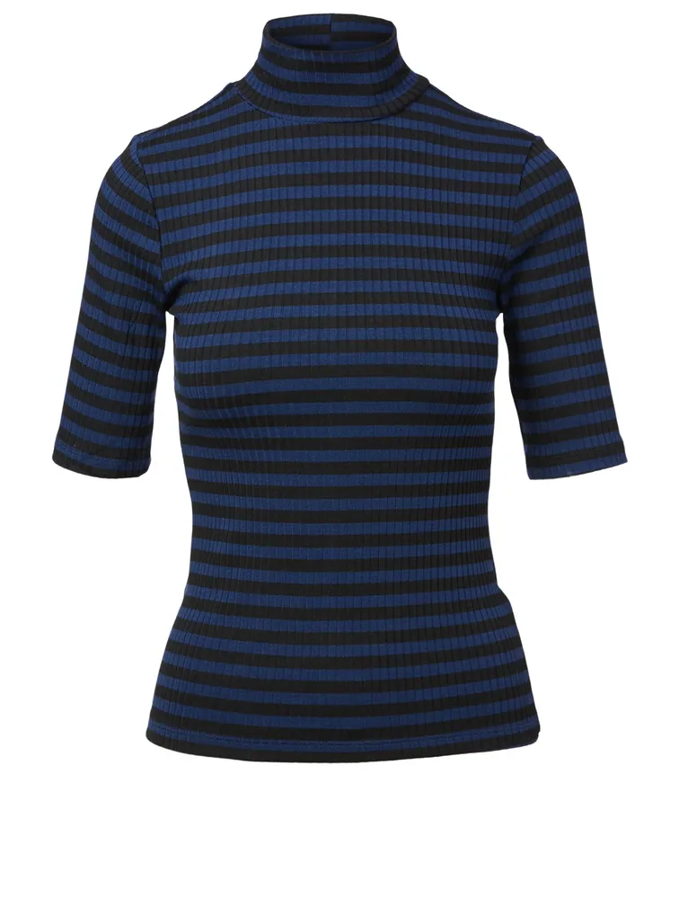 Turtleneck Top Stripe Print
