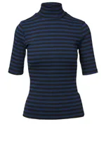 Turtleneck Top Stripe Print