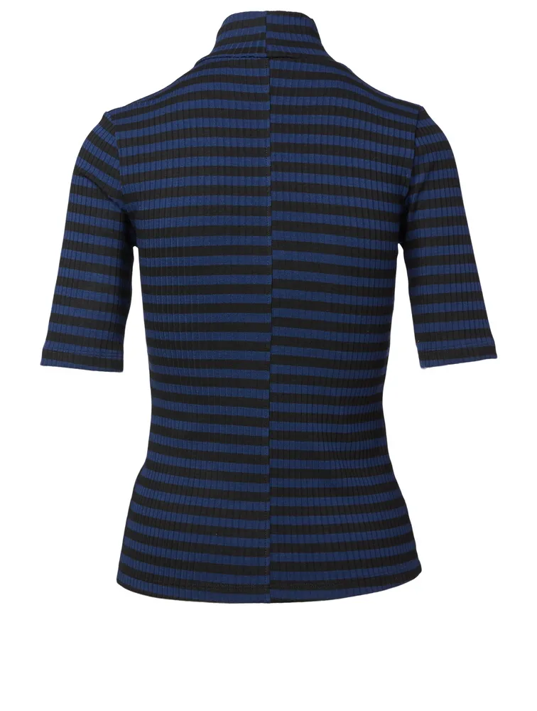 Turtleneck Top Stripe Print