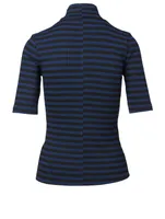 Turtleneck Top Stripe Print