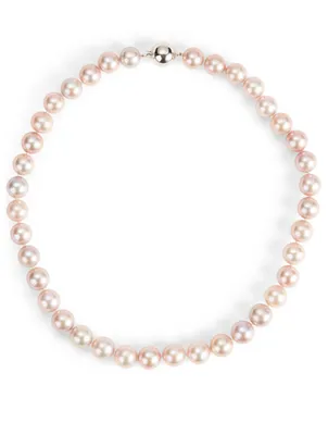 18K White Gold Pink Pearl Necklace