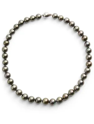 18K White Gold Black Pearl Necklace