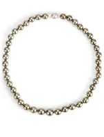 18K White Gold Pearl Necklace With Diamonds