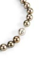 18K White Gold Pearl Necklace With Diamonds