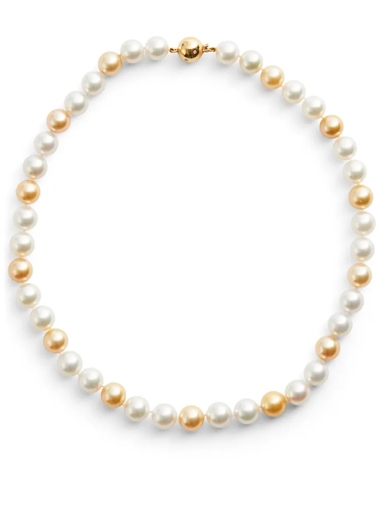 18K Gold Multicolour Pearl Necklace With Diamonds