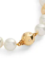 18K Gold Multicolour Pearl Necklace With Diamonds