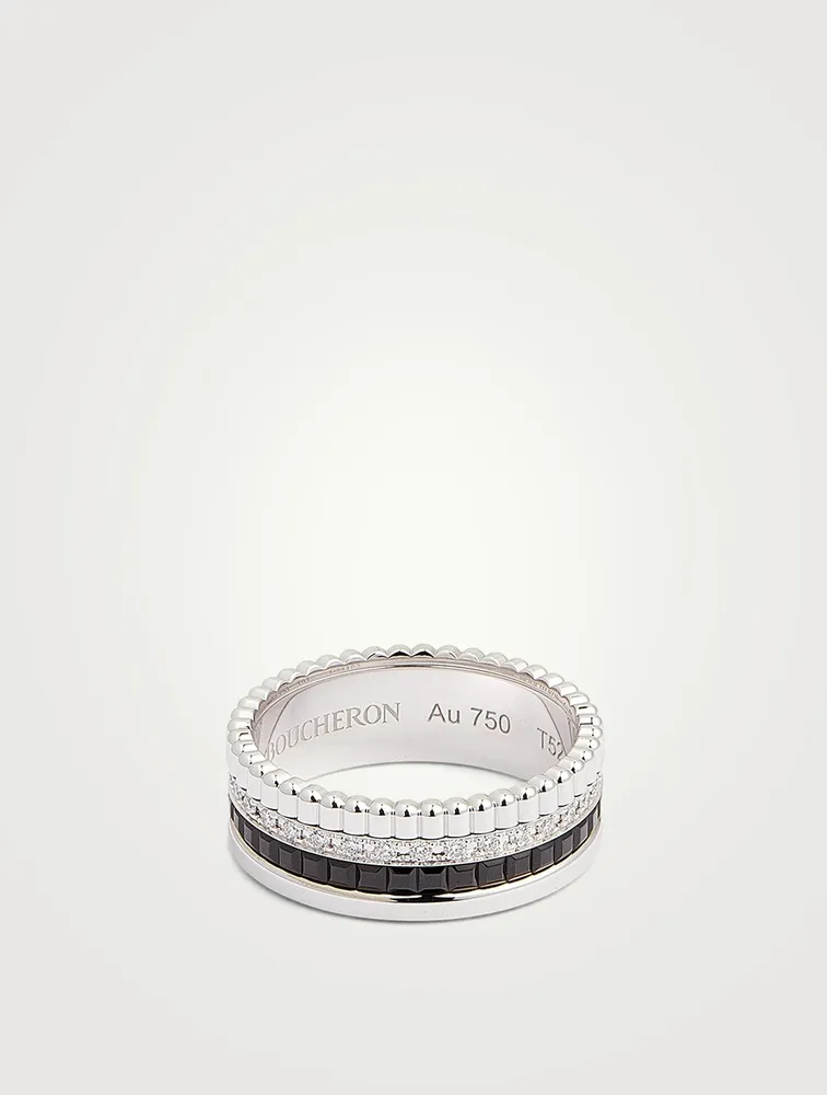 Small Black Edition Quatre White Gold Ring With PVD And Diamonds