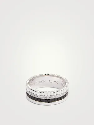 Small Black Edition Quatre White Gold Ring With PVD And Diamonds