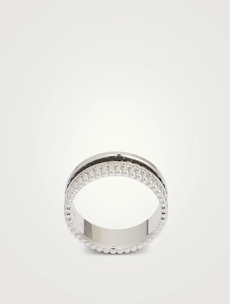 Small Black Edition Quatre White Gold Ring With PVD And Diamonds