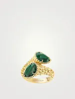 Serpent Bohème Gold Two-Stone Ring With Malachite