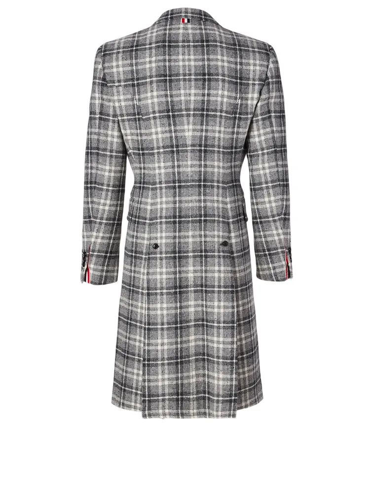 Wool Double-Breasted Coat Check Print