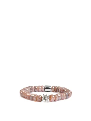 Bohème Sterling Silver Starburst Mystic Pink Moonstone Bracelet With Topaz