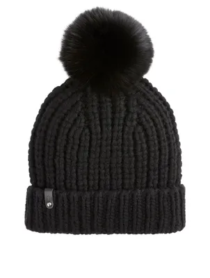 Wool And Cashmere Toque With Fur Pom