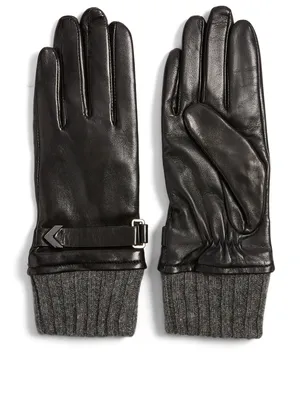 Fia Leather Gloves With Ribbed Cuffs