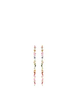 Rainbow Fireworks 18K Gold Long Drop Earrings With Sapphires And Diamonds