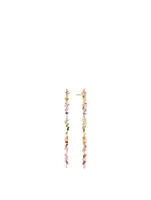 Rainbow Fireworks 18K Gold Long Drop Earrings With Sapphires And Diamonds