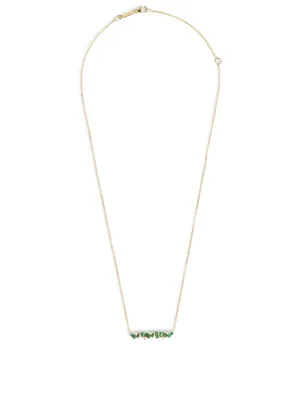18K Gold Necklace With Emerald And Diamonds