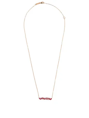 18K Rose Gold Necklace With Ruby And Diamonds
