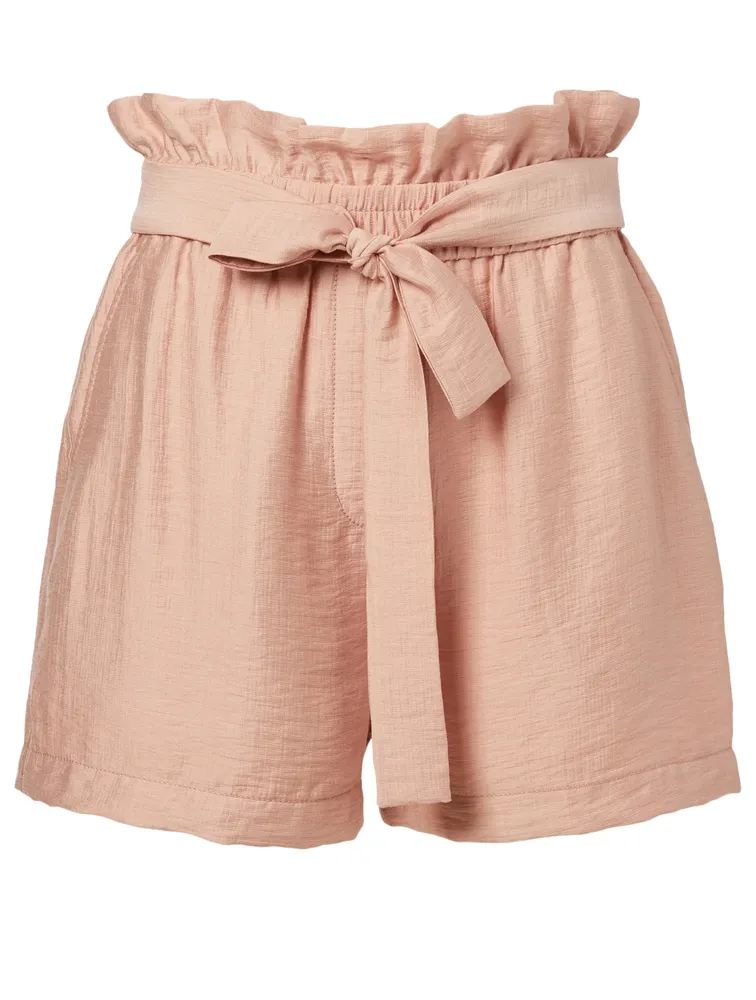 Pleat Yourself White Pleated High-Waisted Paperbag Shorts