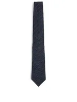 Silk And Cotton Tie In Herringbone Print