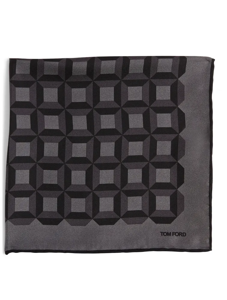Silk Pocket Square In Square Print
