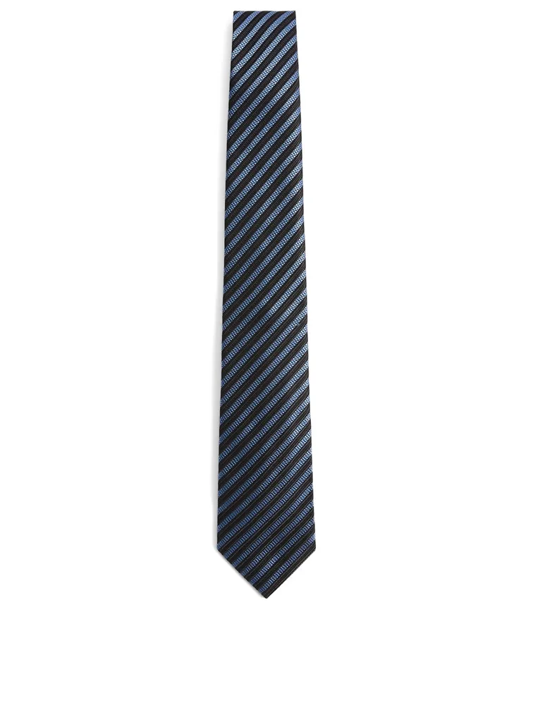 Silk Tie In Stipe Print