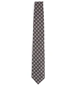 Silk Tie In Check Print