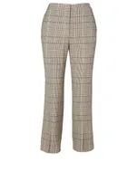 Wool-Blend Flare Pants Plaid Print