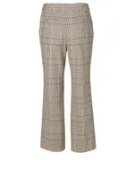 Wool-Blend Flare Pants Plaid Print