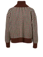 Wool-Blend Turtleneck Sweater Check Print