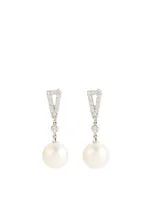 18K White Gold Pearl Earrings With Diamonds