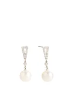 18K White Gold Pearl Earrings With Diamonds