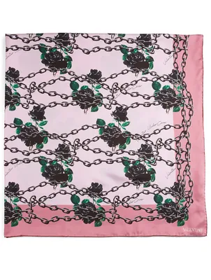 Silk Scarf In Rose Chain Print