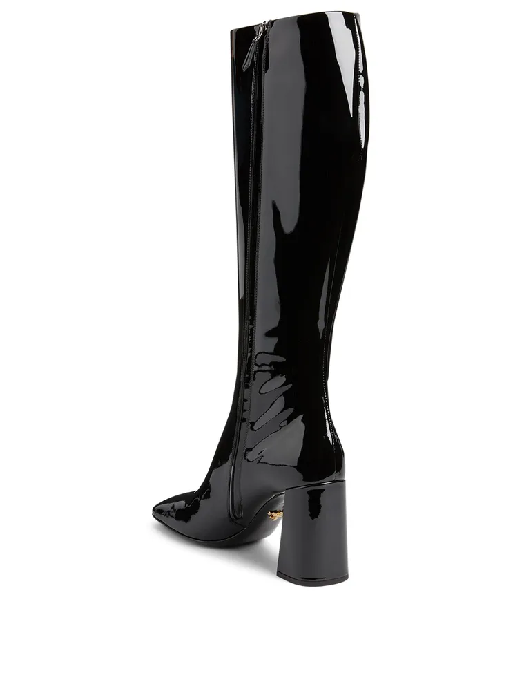 Patent Leather Knee-High Boots